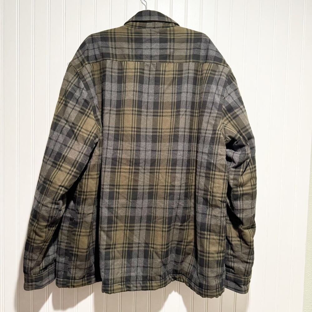 Carhartt Hubbard Plaid Flannel Sherpa Lined Jacket Mens Large Green Gray - Picture 7 of 7